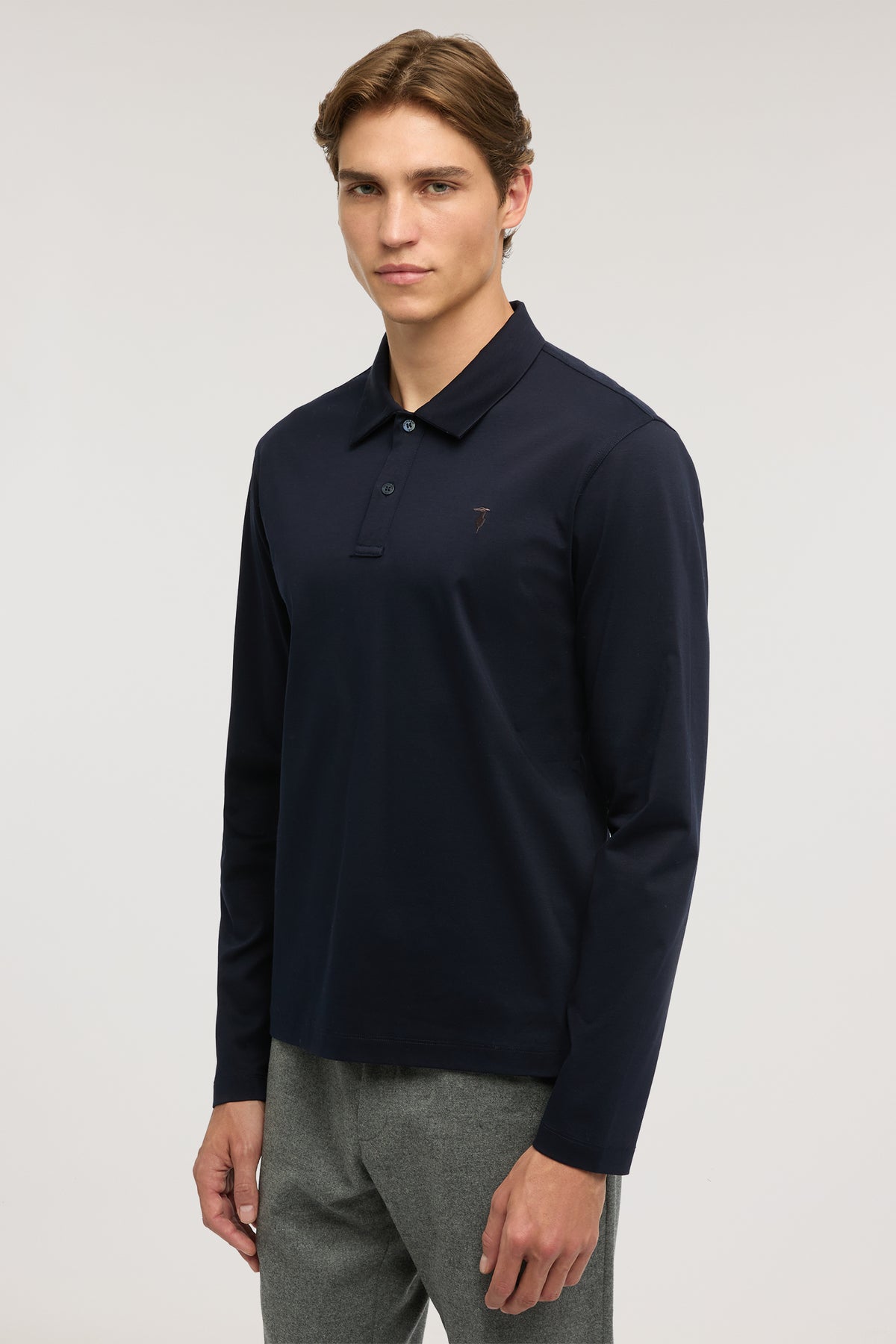 Polo manica lunga regular fit con ricamo in cotone mercerizzato 1|e04783f3b7a18919caabcff938673c4e27d006db3853663b6d463ceb7a498933