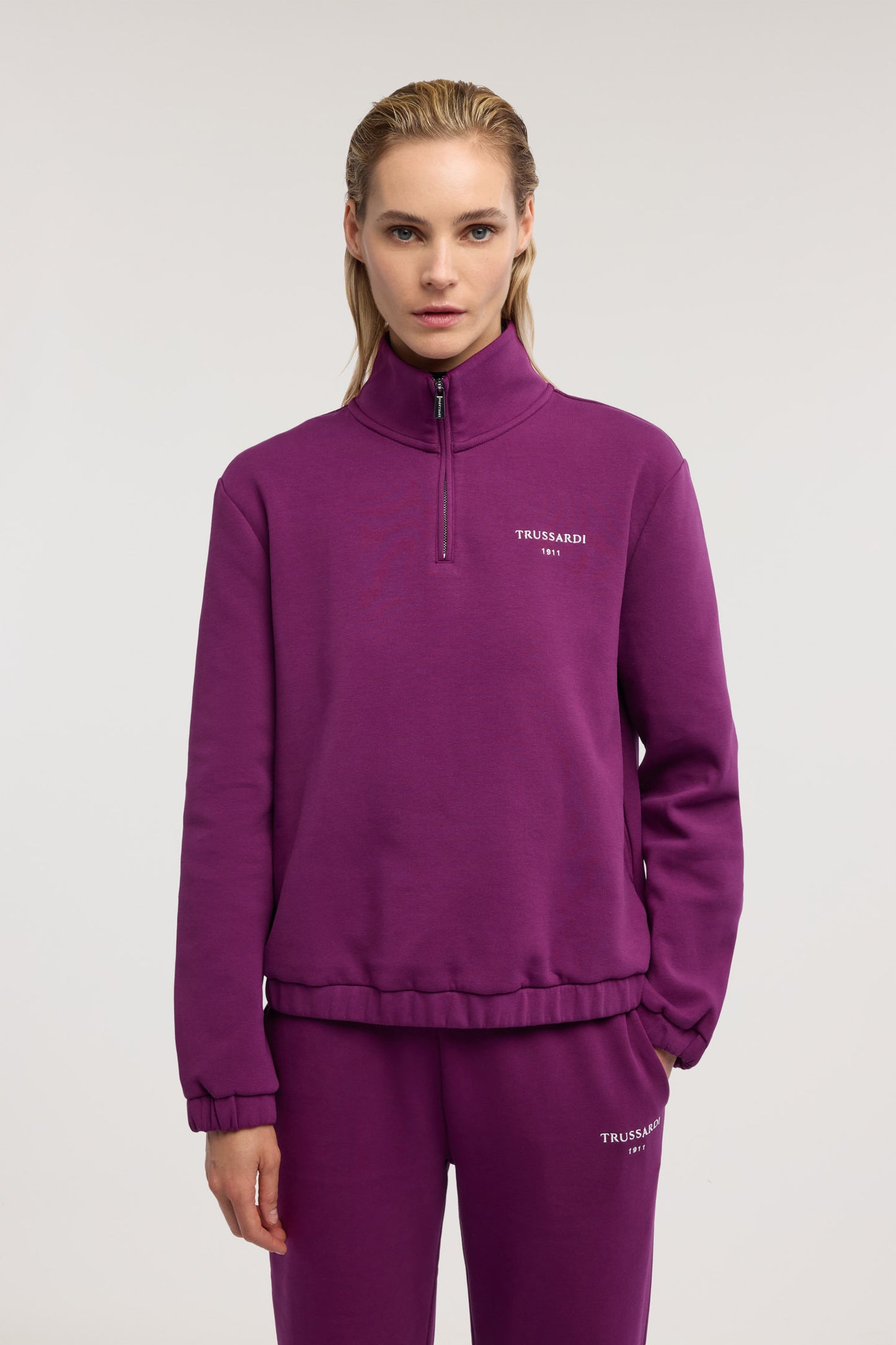 Felpa con mezza zip in french terry 2|526d5f831e05a64f907e7649395a5c0bec4fe23bd06e15b0db13de98d4ab3e56