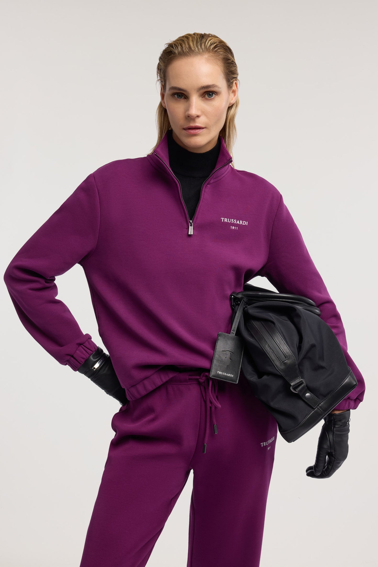 Felpa con mezza zip in french terry 1|33f4b6c233ca116f4722ef3113367534cd482115c11c432606e1f361743069bc