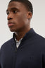 Felpa con zip in jersey diagonale con ricamo 3