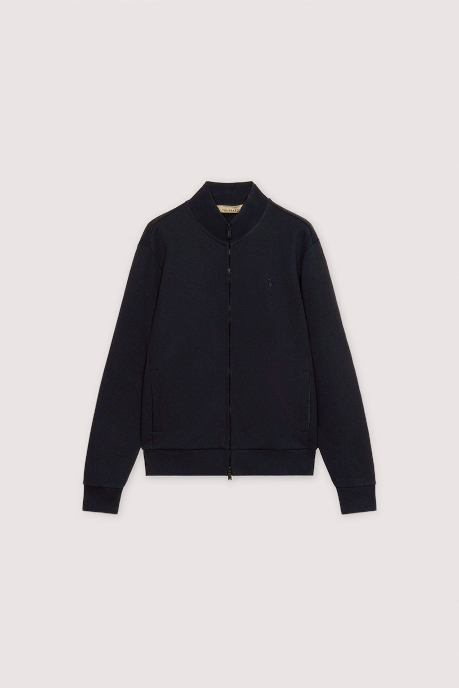 Felpa con zip in jersey diagonale con ricamo 5|cbaedaad1edfee7e4f09478405e8cca126f35da85626bdddc752a3d5346ba519