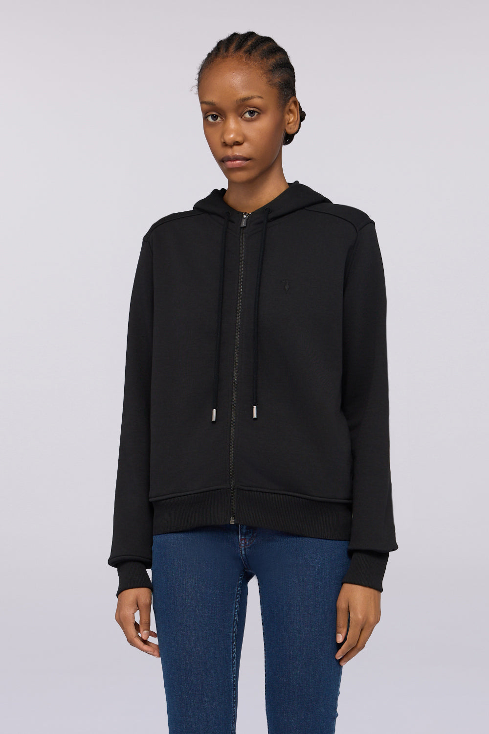 Felpa con zip e cappuccio in jersey fluido 1|f2652bd4ea8b46dfb4a174d488180c066fdfb21233ee61b1ad3c2de5ff6a19e9