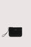 Travel pochette with zip and leather wrist strap