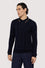 Pure wool ribbed long-sleeve polo