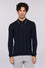 Pure wool ribbed long-sleeve polo