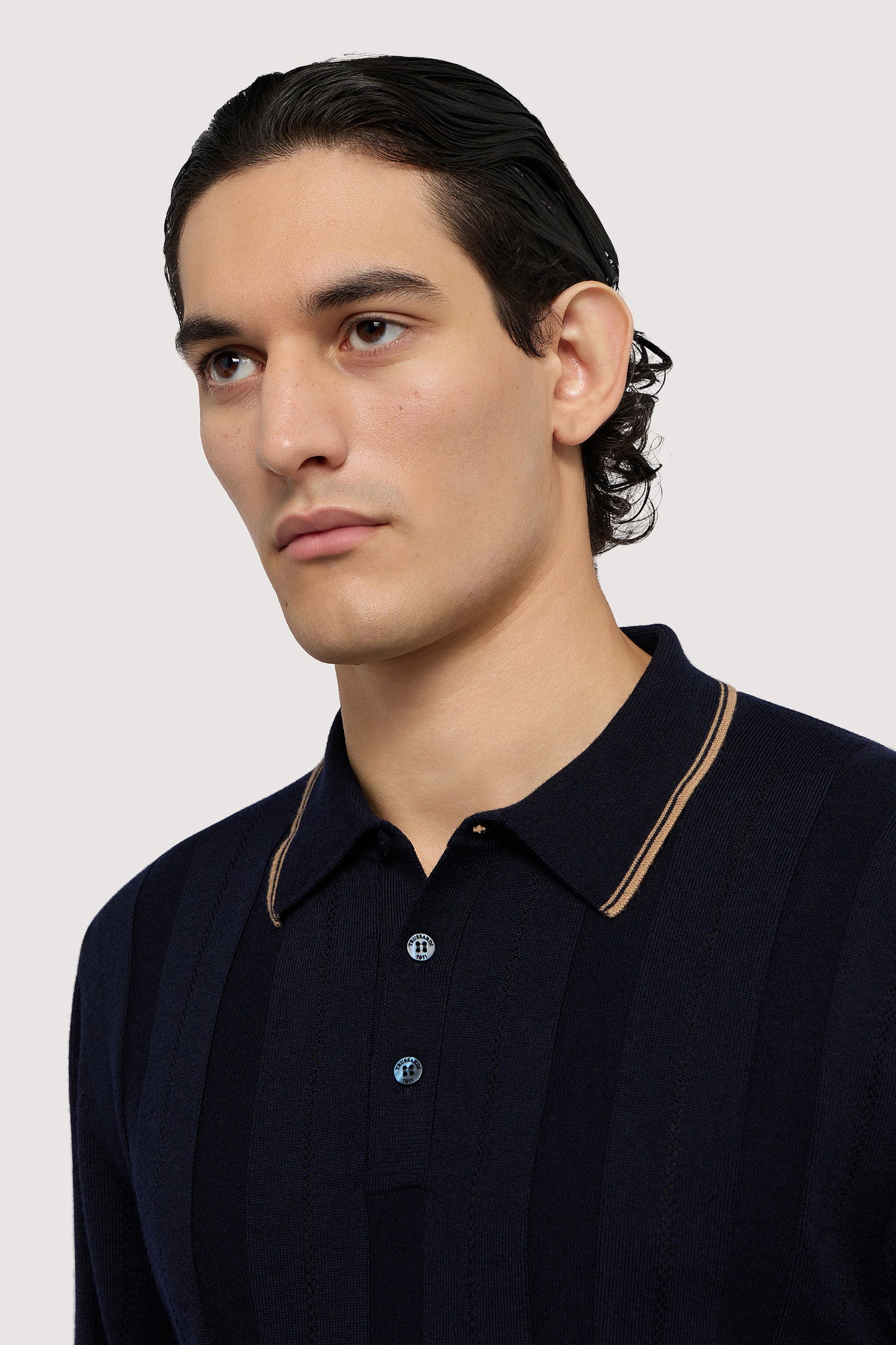 Polo a maniche lunghe in pura lana a coste 3|5773f9685cbabedcbb00976d08689f8e6f138cc59225c3133063e19f402a7d6a