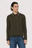 Pure wool ribbed long-sleeve polo
