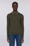 Pure wool ribbed long-sleeve polo