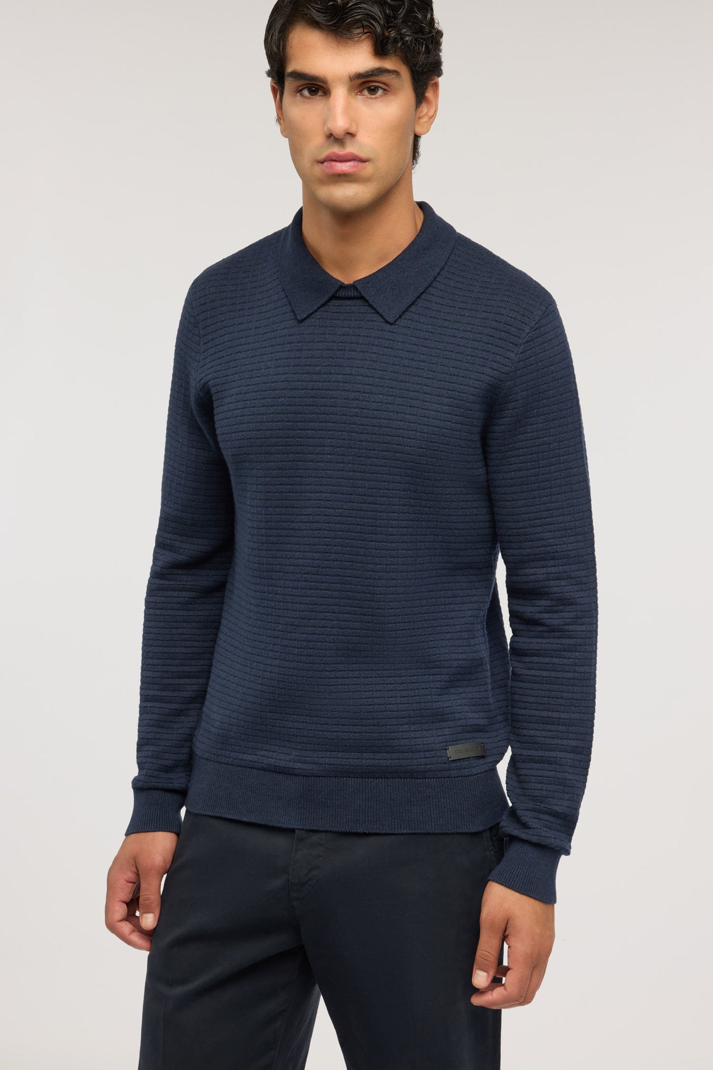 Maglia con colletto polo in punto mattoncino 4|92919d9e7a97a2e6400169707362bb42fb0308aaa59efc27fb084c43f57c5290