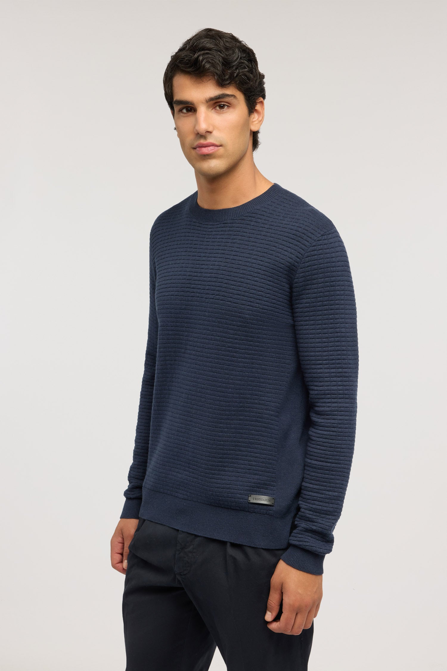 Maglia girocollo in misto lana a punto mattoncino 1|c3de670f78c492028fdb55a6d54360a13c3def15d8256b78674dab70d4007a6b