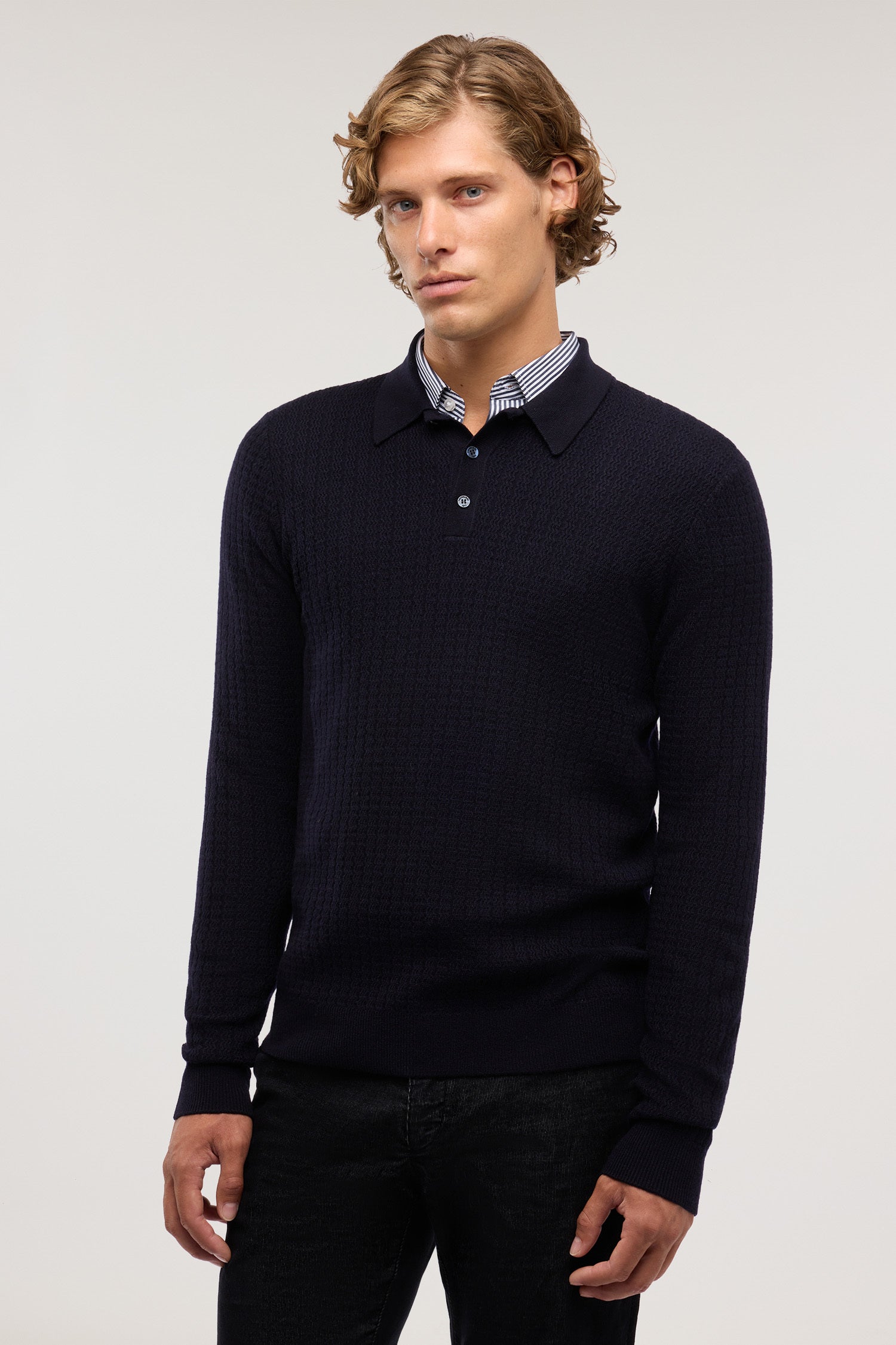 Polo in maglia punto onda in pura lana 3|97c5446affbe5c7d7db174d7ff8ebc3fca414d637178619114e6bc2f92f1afd5