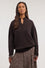 Mock neck sweater with V-neck in cashmere blend