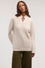 Mock neck sweater with V-neck in cashmere blend