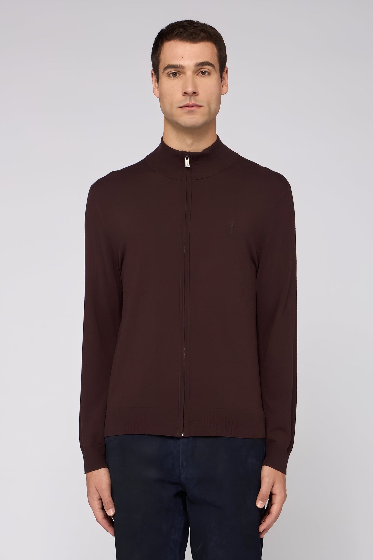 Cardigan con zip in viscosa stretch 1|e8bc0c4f56ade1cf0018c2121d78e587a1e81b01adffd253898b17677757428d