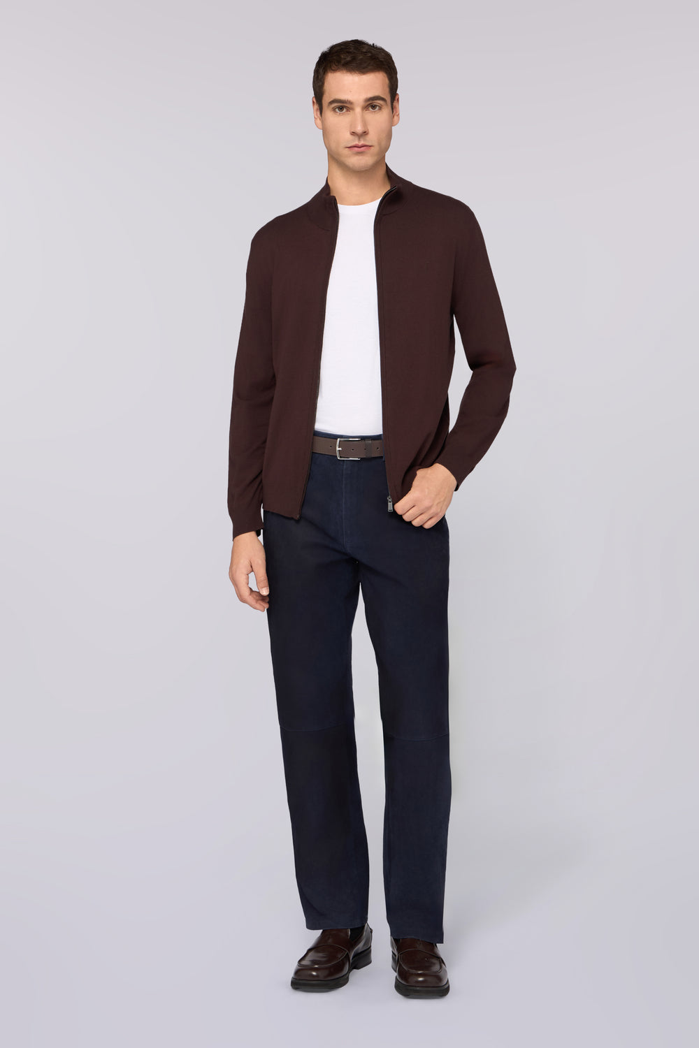 Cardigan con zip in viscosa stretch 1|7de8ba07d49df2c46e36d4026930ab8abc9d99f301a6219bab269163a926f854
