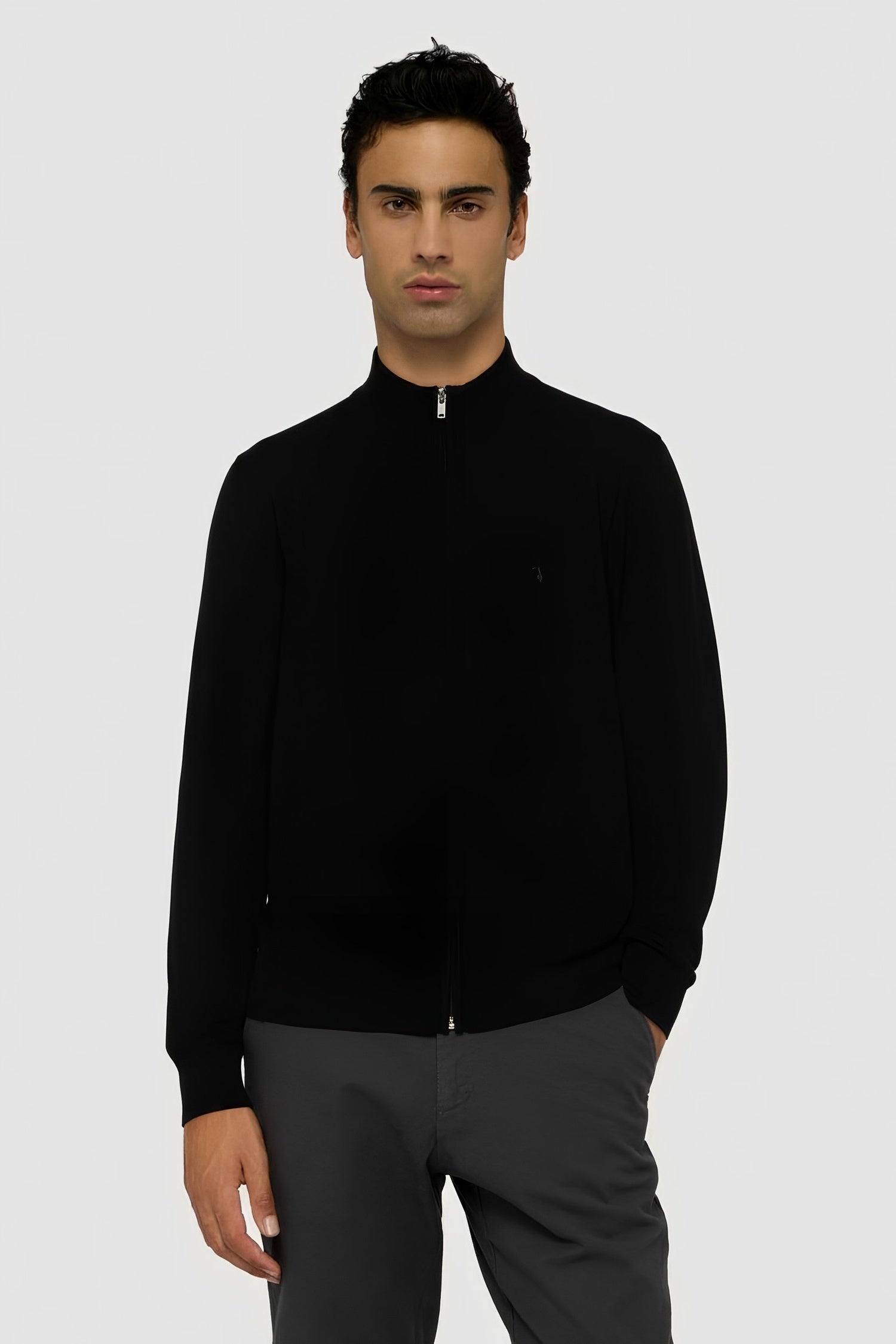 Cardigan con zip in viscosa stretch 1|481bbf3c2f668c41aa945f1cf21c1ff0b2264ee89bc93156c5d22498e768c521