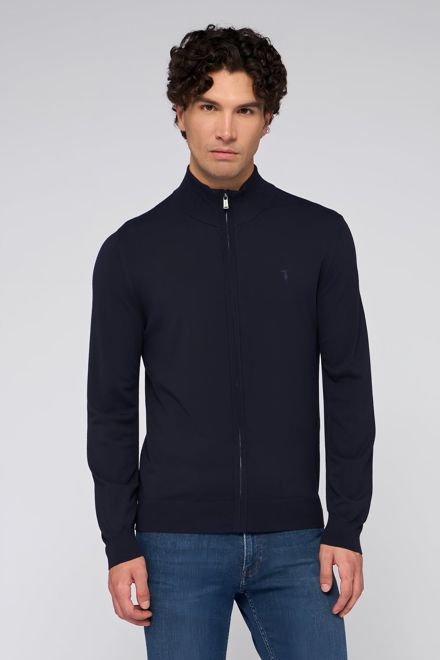 Cardigan con zip in viscosa stretch 1|7d68c54d9ba99f78ac9467324d95f91c88b2a4a0f2d1ad0f38dc2e331cd511bb
