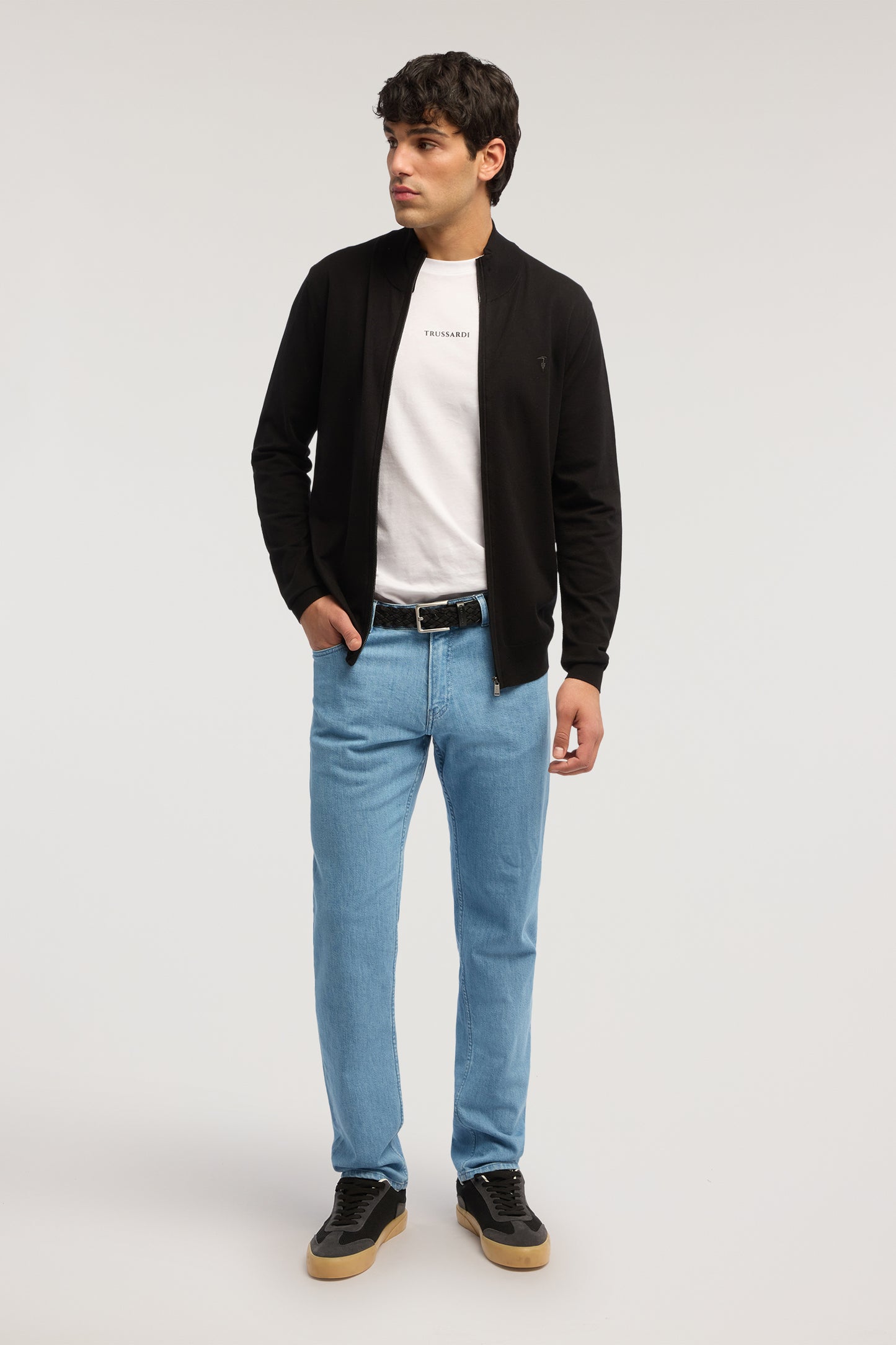 Cardigan con zip in viscosa stretch 4|e6d62e67583ff513e264fdf5e421785db50e5a83eea23869dadd9c8cafc710b2