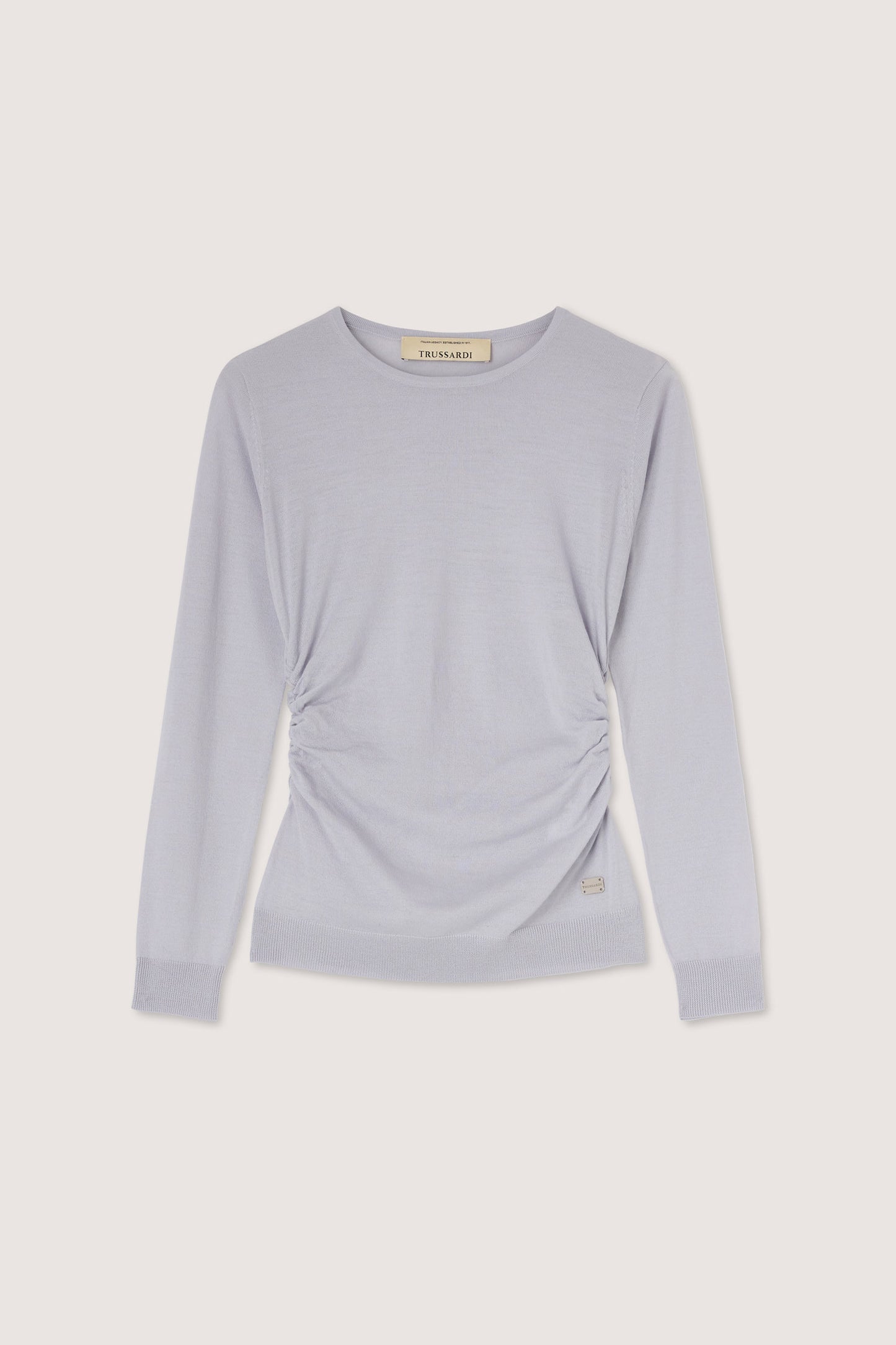 Maglia girocollo in pura lana con arriccio 3|e63a84b84615cb19729d10d31c924b6ff3934eecfe03cbad696ded87805f68e0