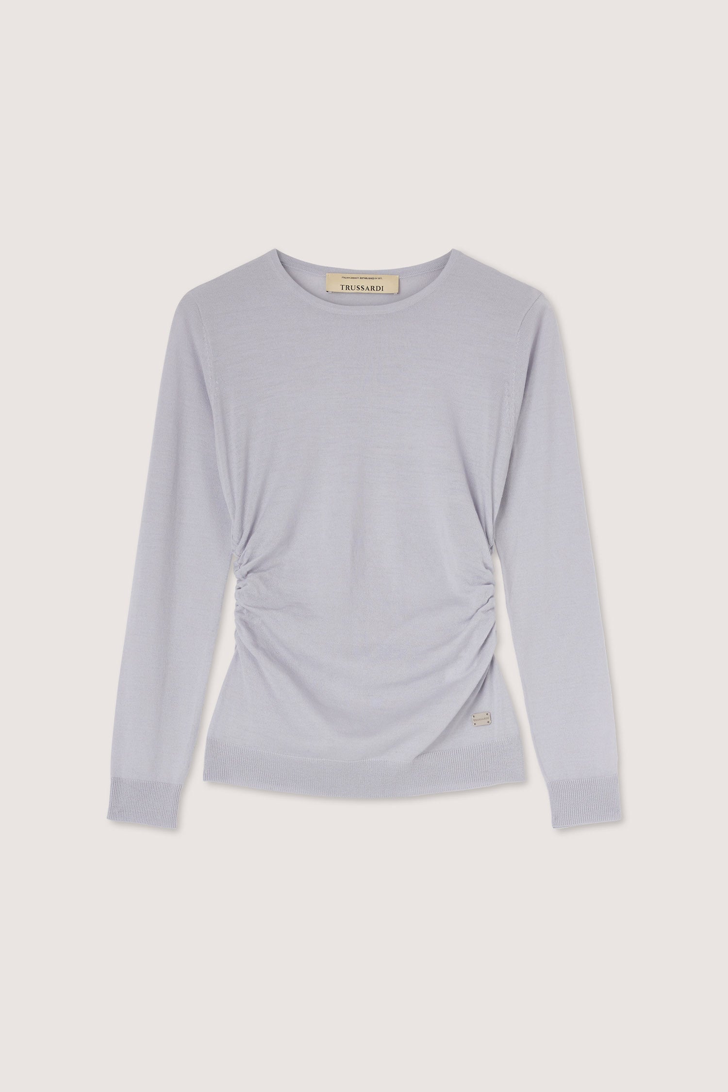 Maglia girocollo in pura lana con arriccio 3|e63a84b84615cb19729d10d31c924b6ff3934eecfe03cbad696ded87805f68e0
