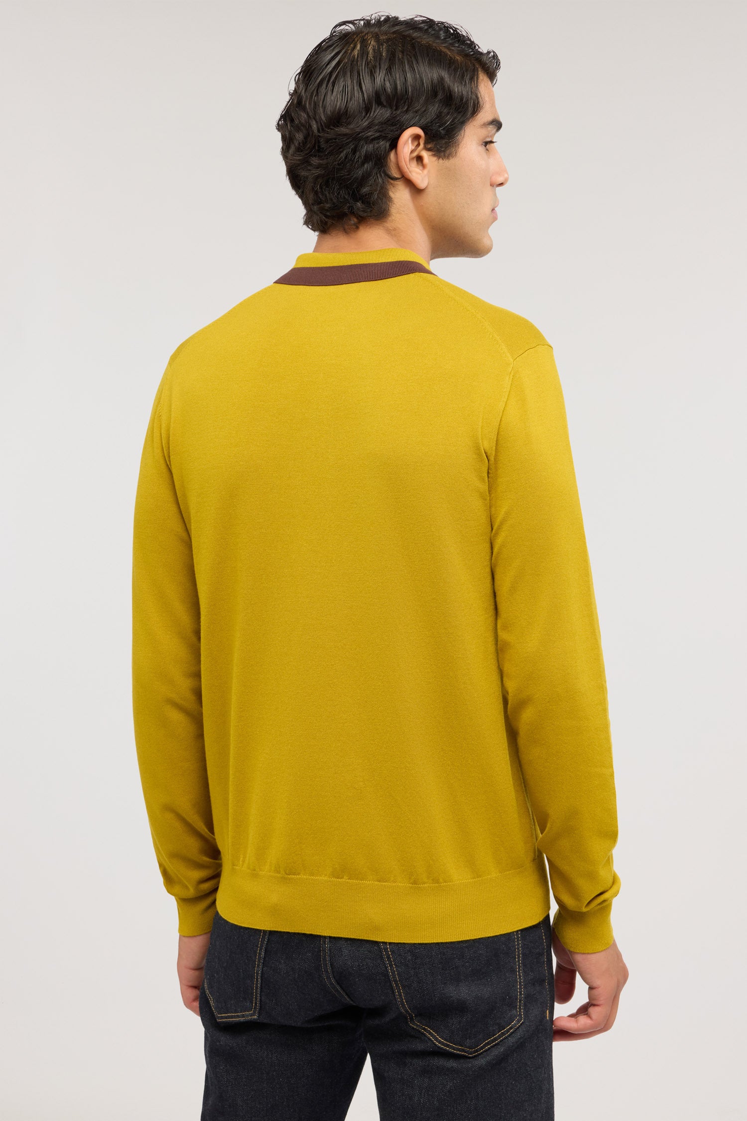 Polo a maniche lunghe in viscosa stretch 2|c5730f51bcfcc531716a90b7c1cb55591e9ed6fb3bfc72d0d1a61c4b1579f136