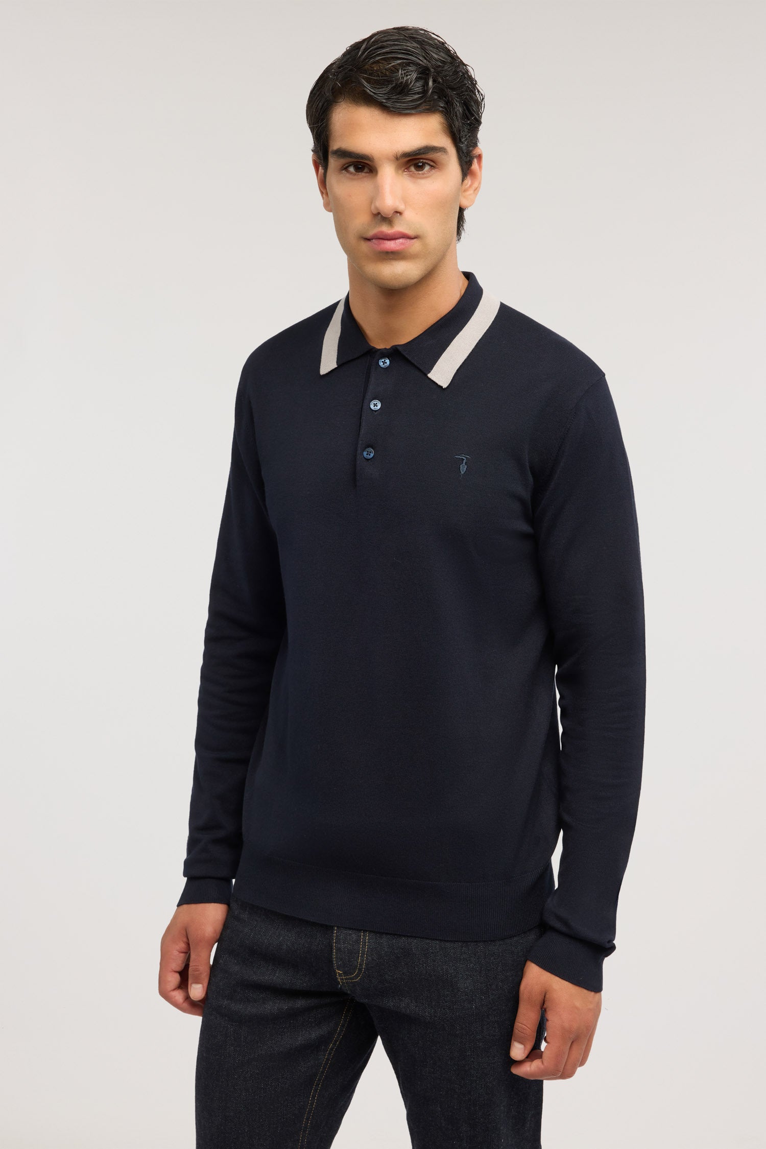 Polo a maniche lunghe in viscosa stretch 3|8f745c15f8cfc4e3694c32e3c875aa49598103e66329e61982eb9a29a6a15e19