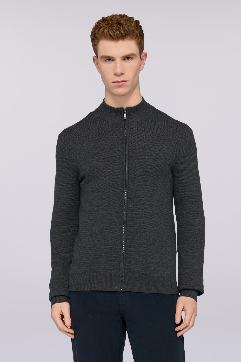 Cardigan con zip in pura lana piquet 1|b365d6711702ff8afc7c2fca99163a4d7508619eac0f739537d32956f528100a