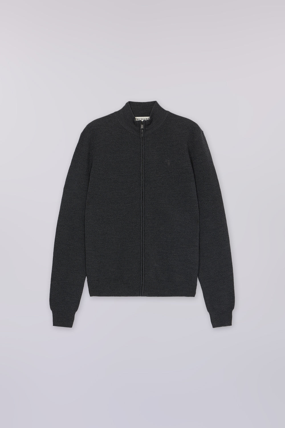 Cardigan con zip in pura lana piquet 5|134bee0c30244492abc4f5a7ce087db3f640d1034141c2e2388719494585d3f7