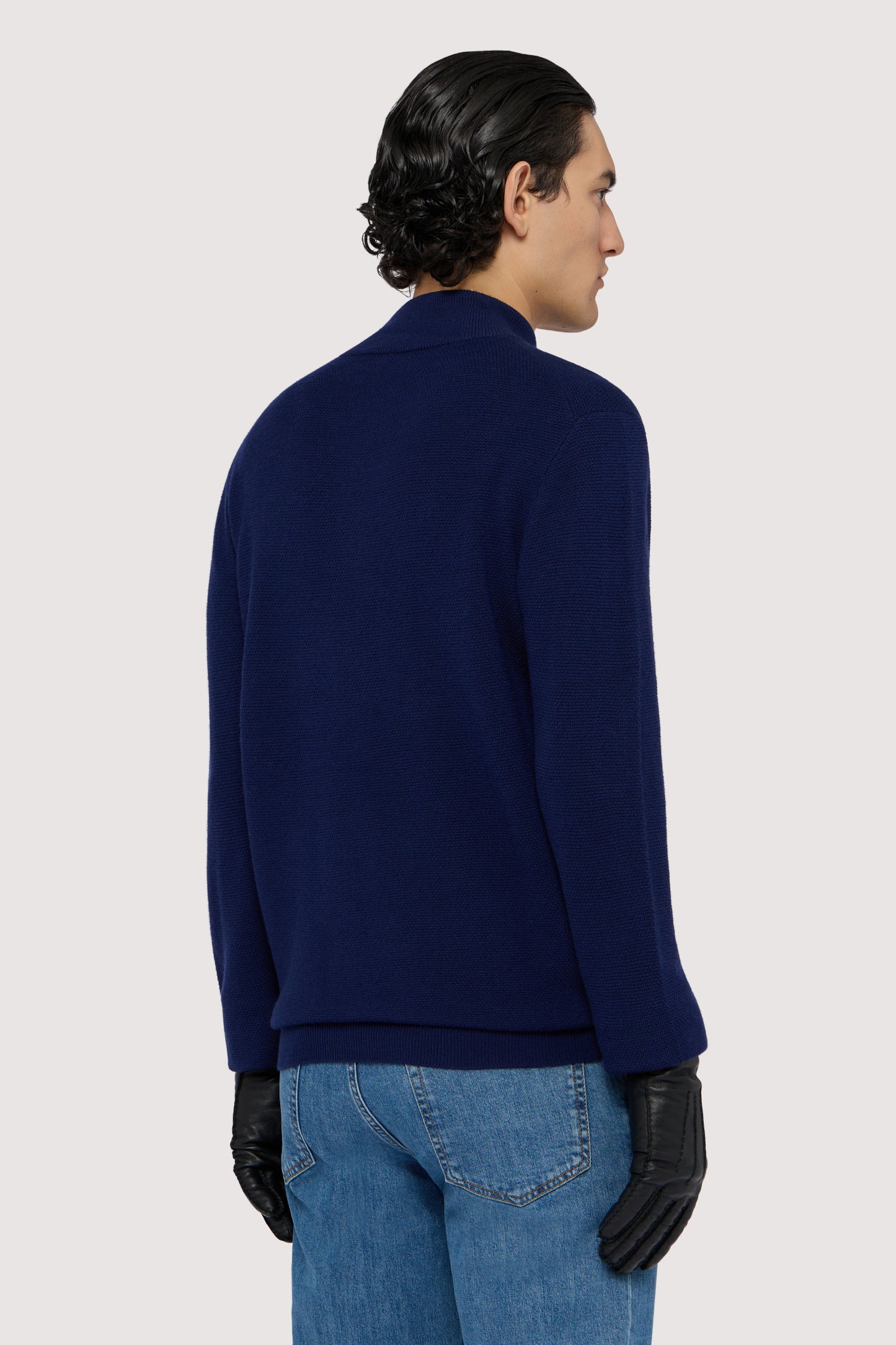 Cardigan con zip in pura lana piquet 2|e500343c95e77a9a6d469a2c408397c59b559cb0328eadac042490d88c777a81