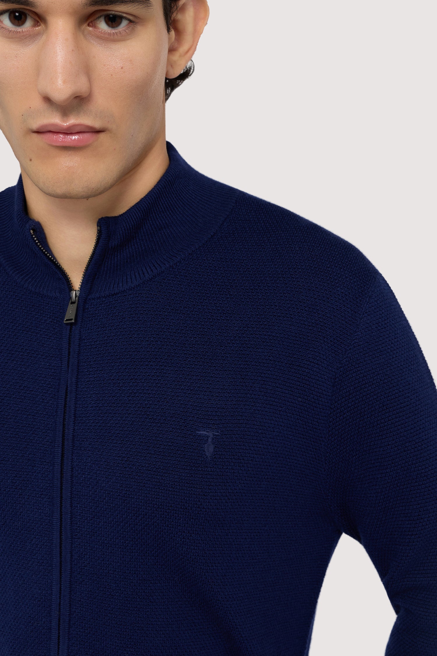 Pure wool piqué zip-up cardigan – Trussardi