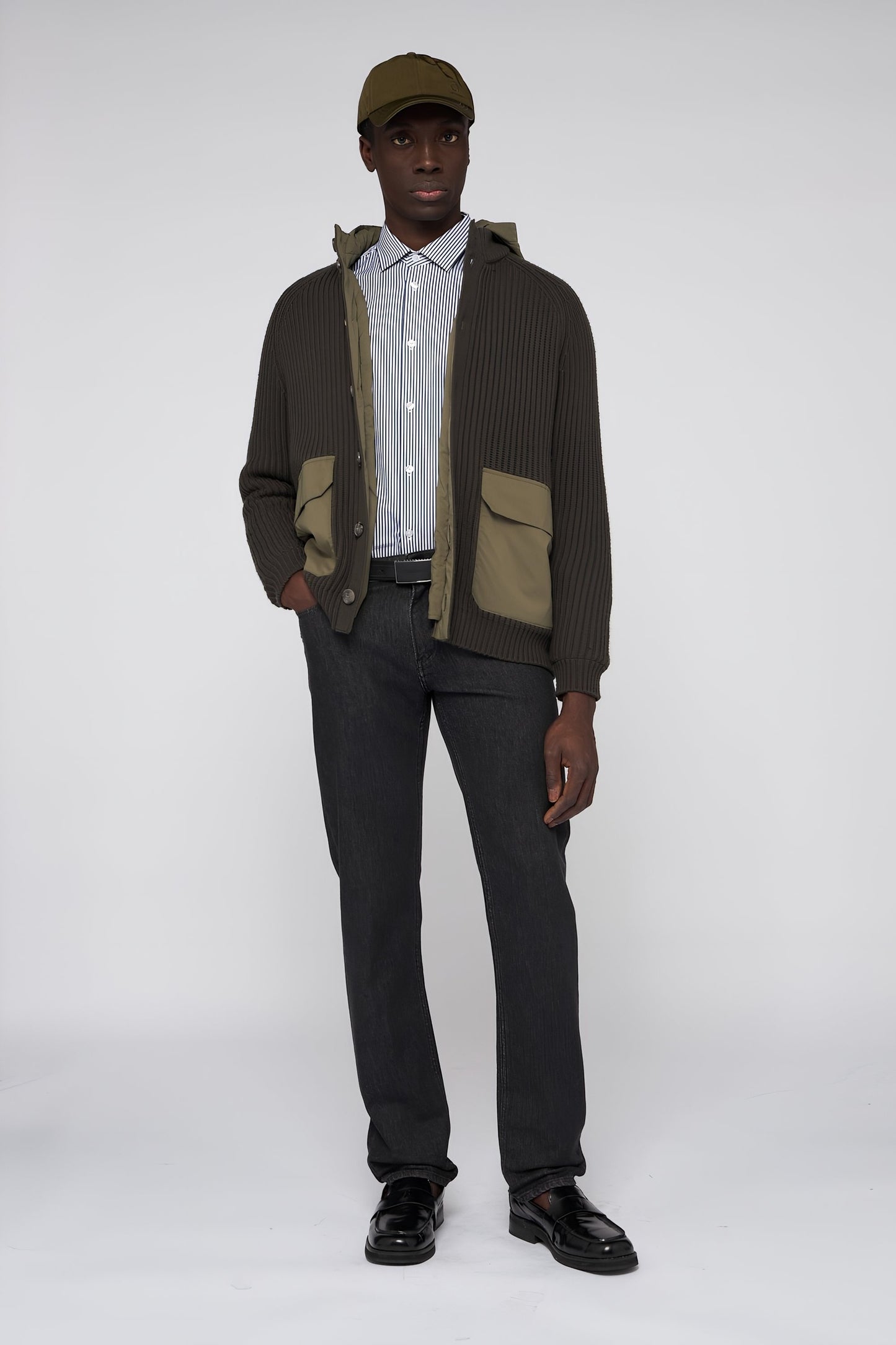 Padded knit blouson cardigan