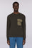 Crew neck sweater with nylon pocket