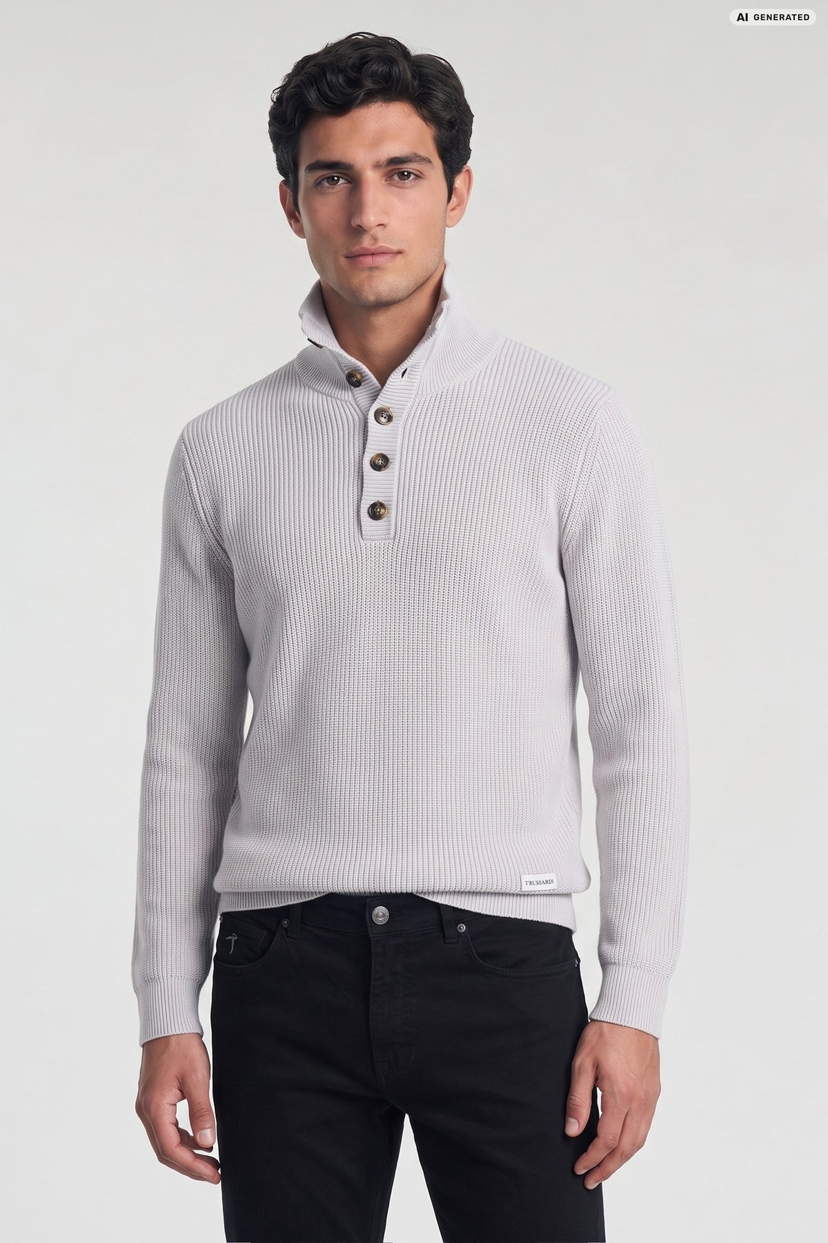 Maglia collo alto abbottonato in misto cashmere 2|62252f7be86dd512beeb97047bee049f013f3d5065156e9b84429d7a0202b066