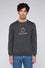 Crew neck jumper in wool blend with jacquard pattern