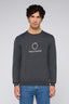 Crew neck jumper in wool blend with jacquard pattern