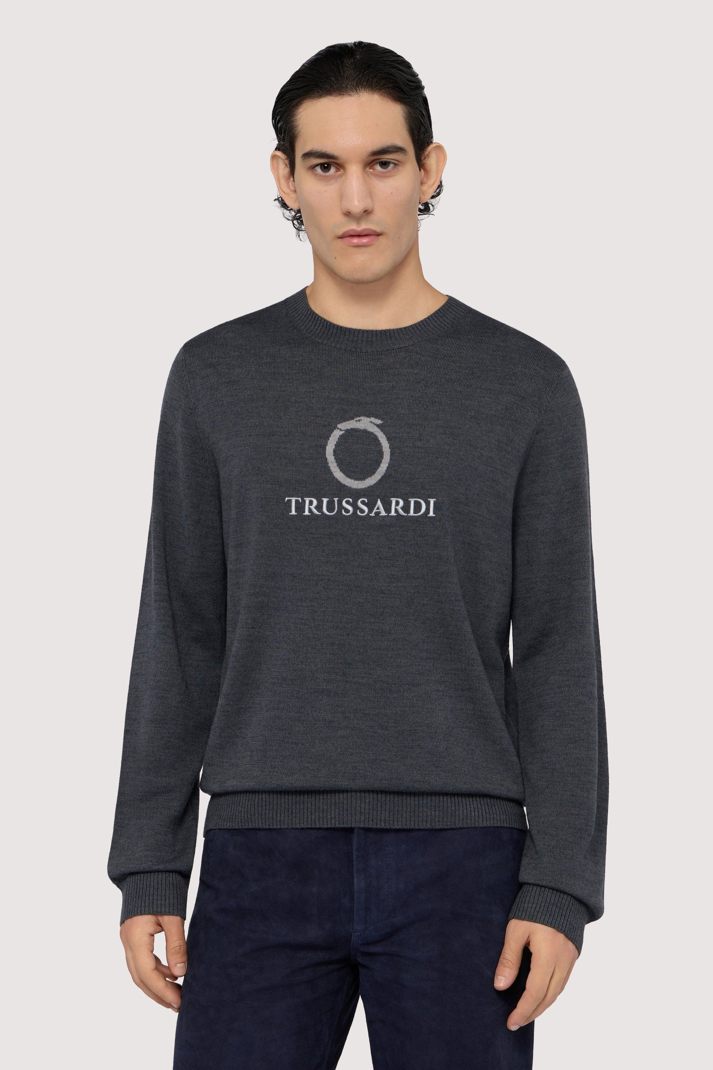 Maglione girocollo in misto lana con jacquard 1|bc2ea476552eb9cb1e18dfd2c6b9e2f126191c9767cf0c78729f4fd4d72cc1d9