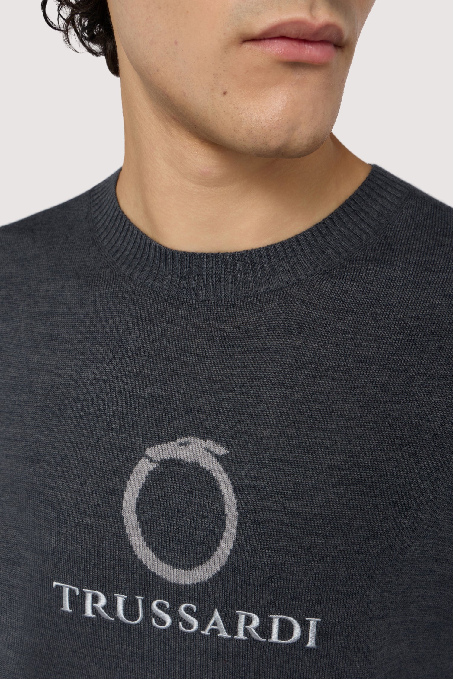 Maglione girocollo in misto lana con jacquard 3|8cddf2b889e0717f9aa9e0e64777e1406960a88297de7e054b7c0732e0658ce7