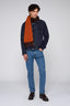Crew neck jumper in wool blend with jacquard pattern