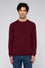 Crew neck jumper in wool blend with jacquard pattern