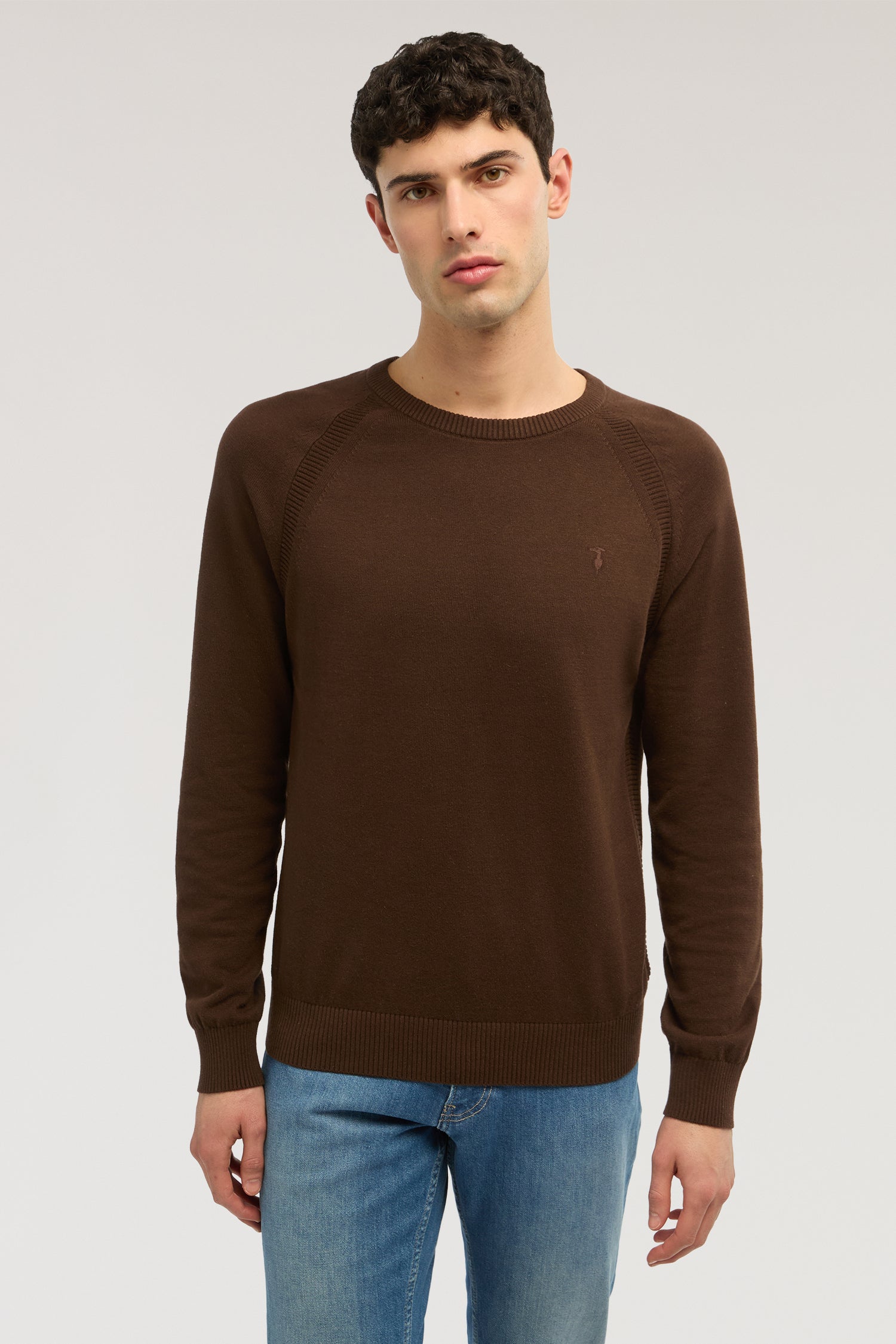 Maglia girocollo in cotone con dettaglio a costine 1|153cd8a0f43282cd56b9f35a309293a5b75377d6ac5efbcf8ebc64ffb3b5f445