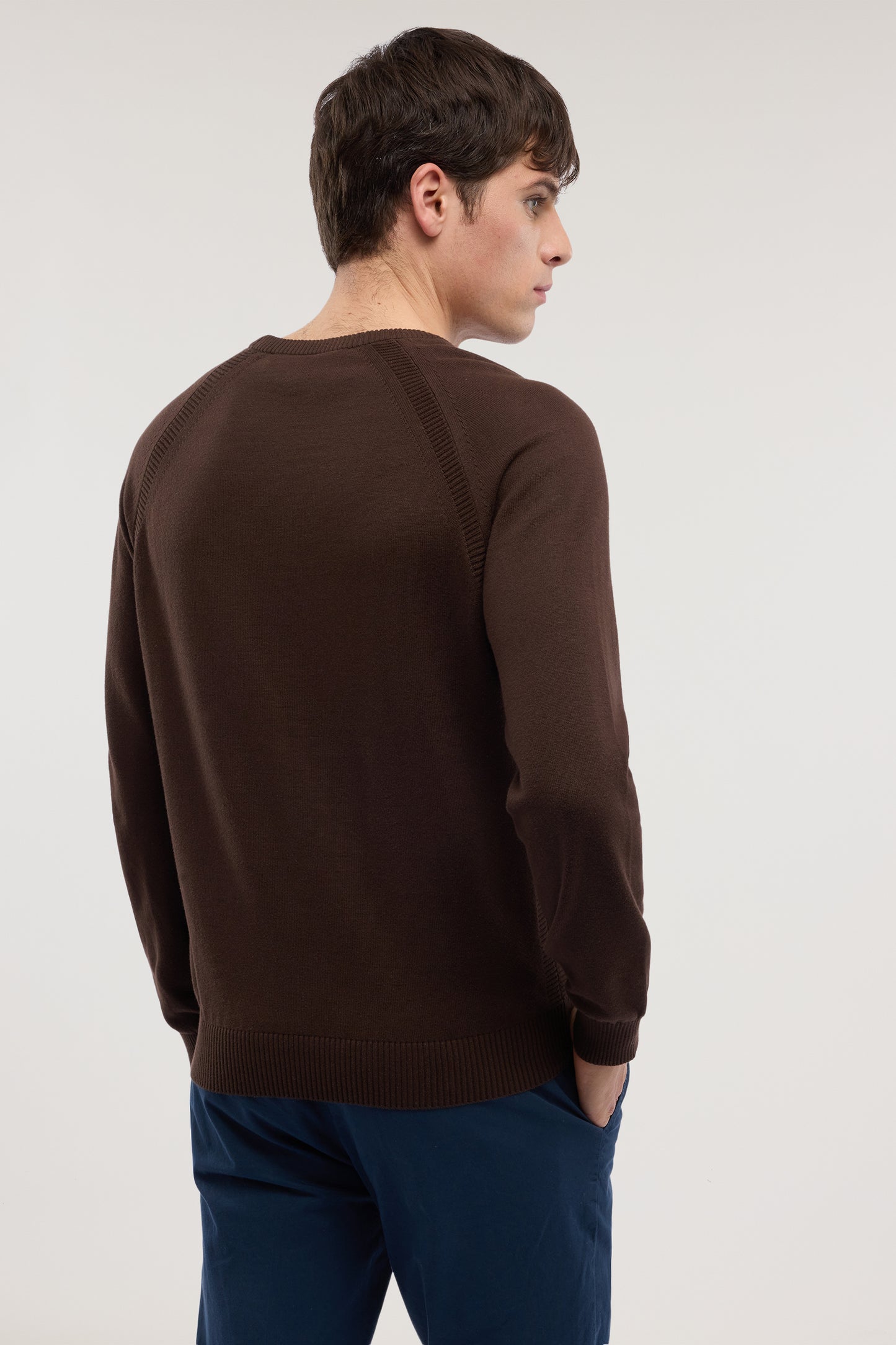 Maglia girocollo in cotone con dettaglio a costine 2|85357c101e1ac90d733d2649f98f69d6d0cead9d2bb6186f385c78723b85f817