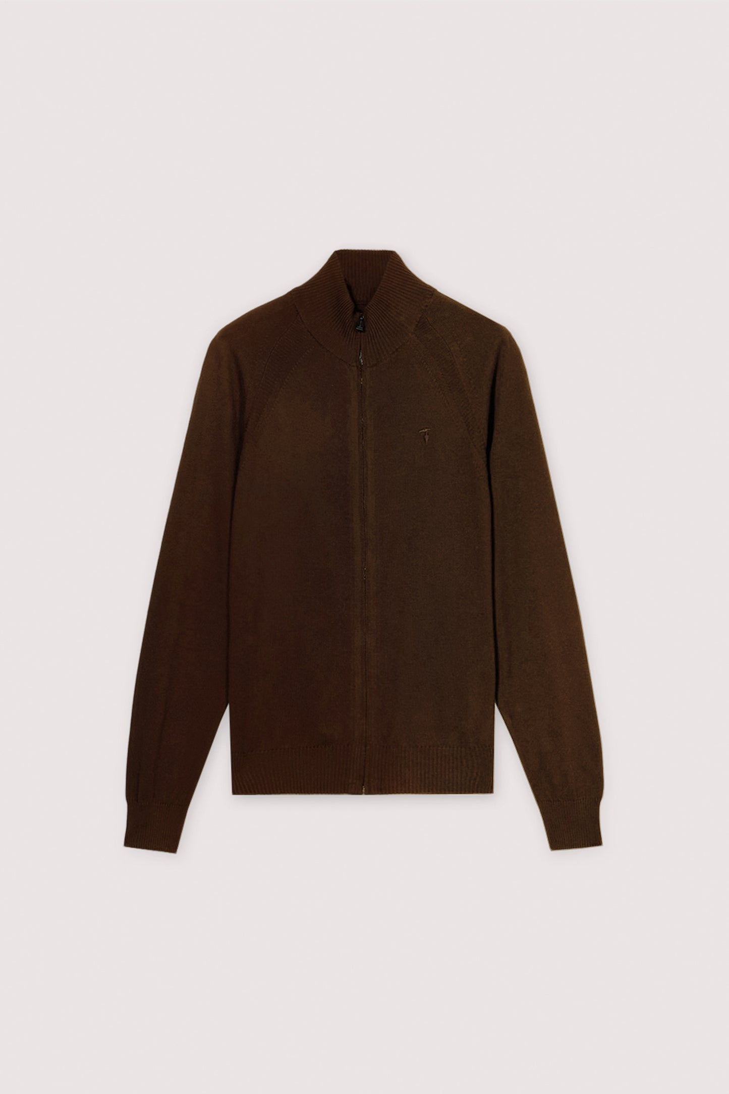 Cotton zip-up cardigan with ribbed detail