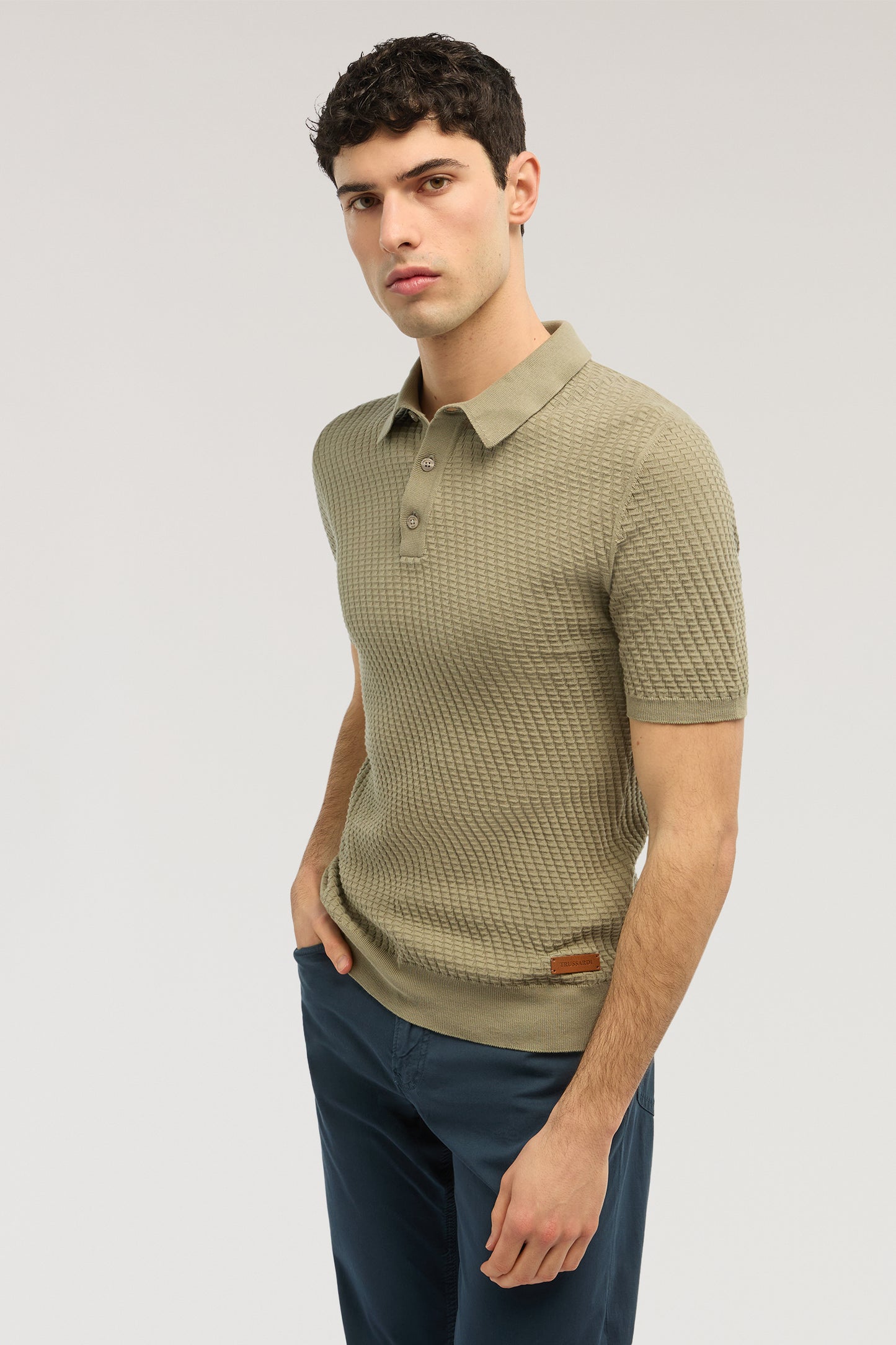 Polo in cotone tridimensionale 1|57fb66dc0296711a05b4921f870cb51106a1ce0641127331ae874641a9f66646