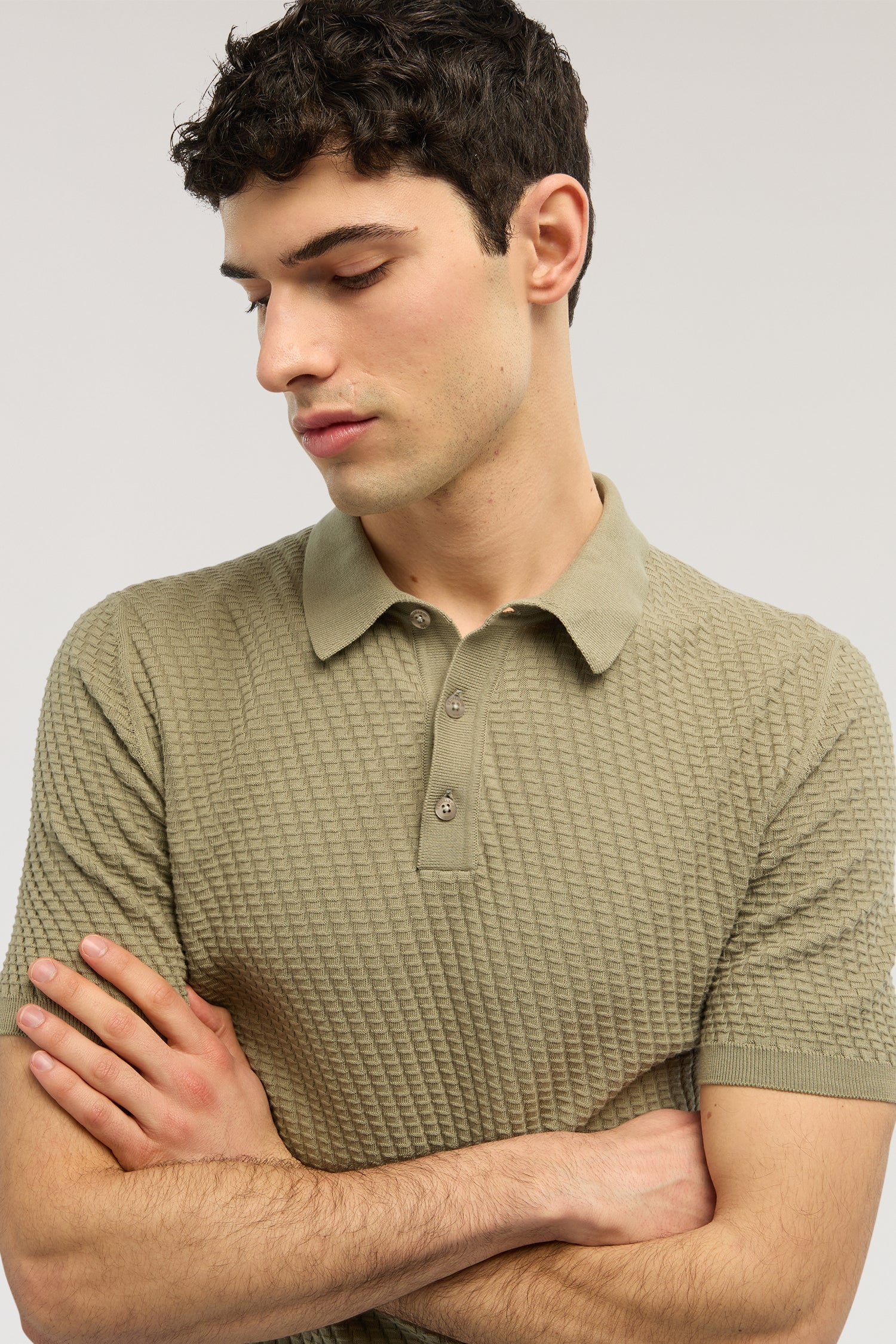 Polo in cotone tridimensionale 5|539b61205bef2b5ae0acbff021ba02a1e060fefcb44b38432b5732323fc98a0e