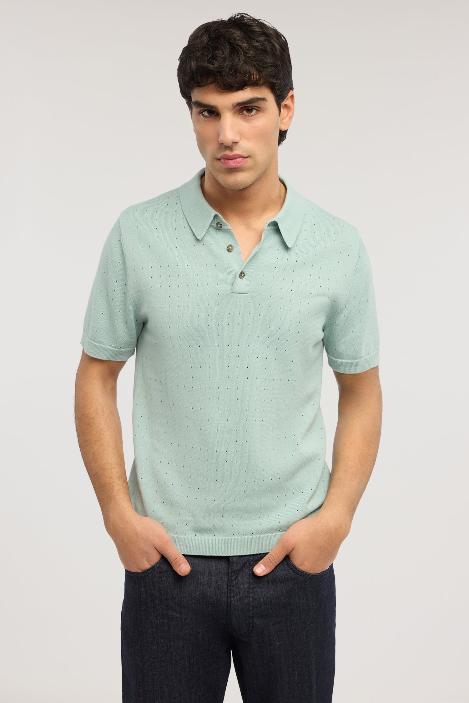 Polo effetto punzonato in cotone 1|503485084db96ab69639a33353063be0be78ef0d7ed8834347ffe066f9eccb18