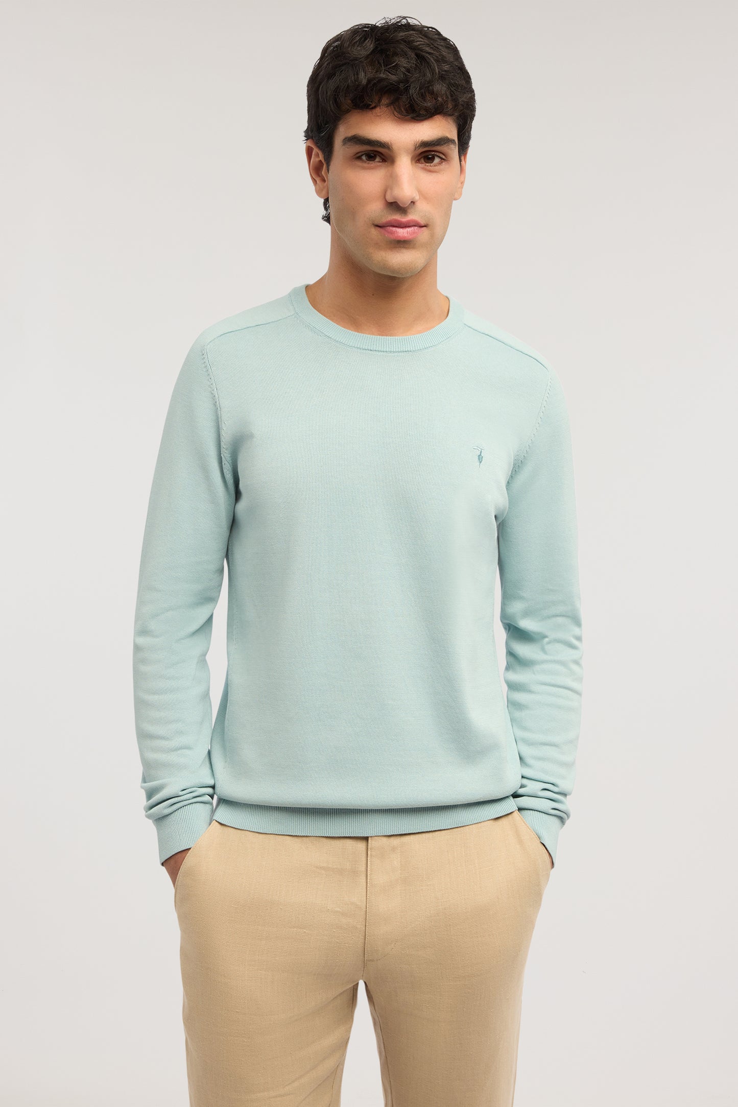 Maglia girocollo in cotone e seta 1|726064bf6d9ade416523202480e1a0507a06586dde8f0fd8d95a911433d2bb98