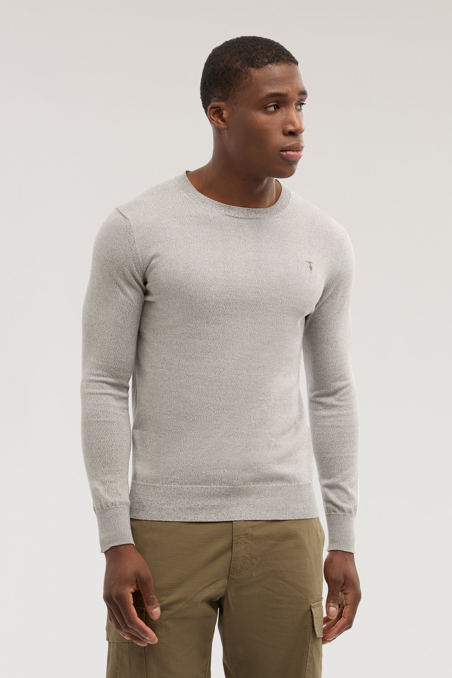 Maglia girocollo in cotone mouliné 1|593a6a858624c255b61f7d2ebaaaf1dafa7ccfc59a168dcd2a29116b9c07fd1e