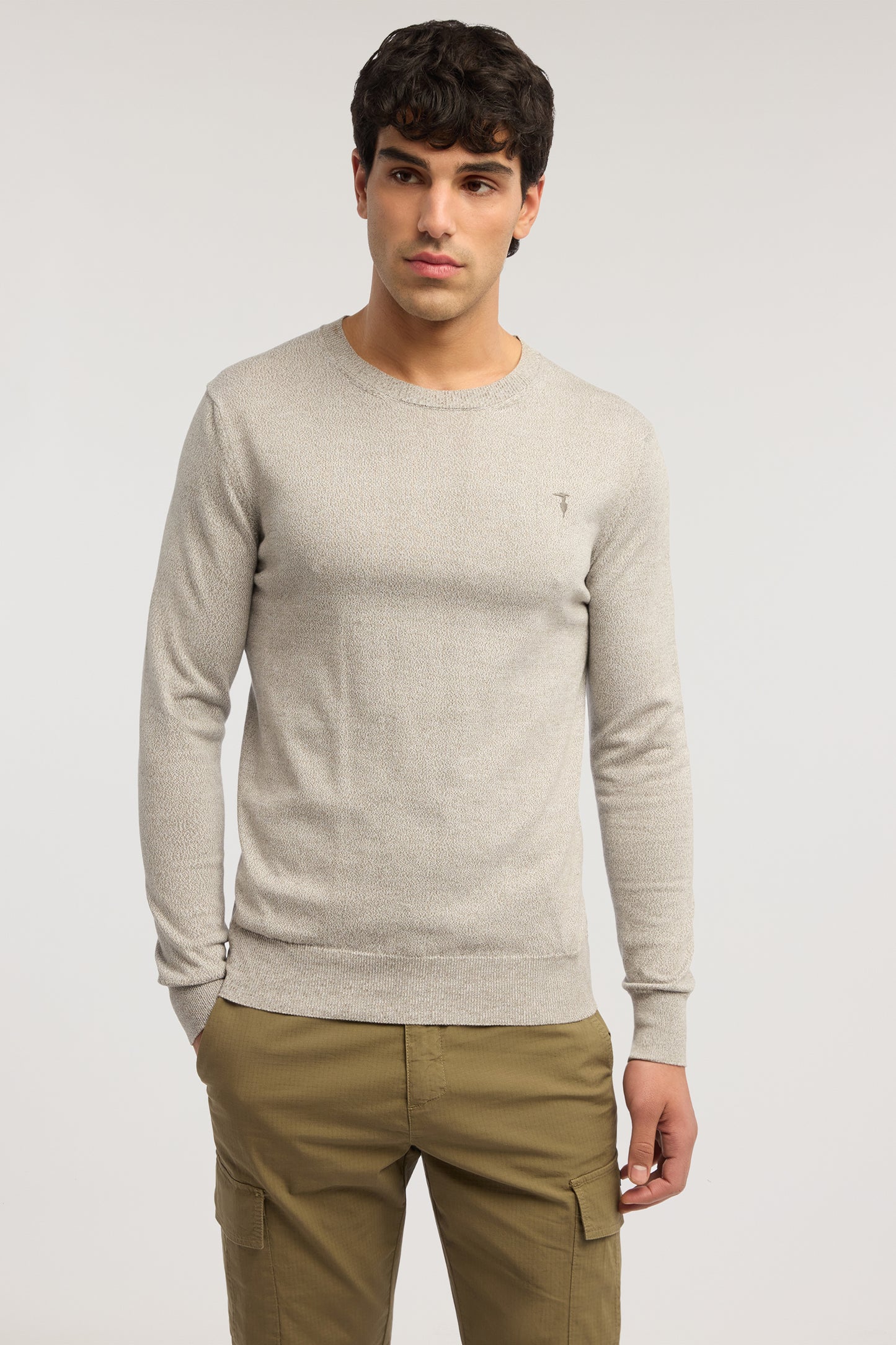 Maglia girocollo in cotone mouliné 1|593a6a858624c255b61f7d2ebaaaf1dafa7ccfc59a168dcd2a29116b9c07fd1e