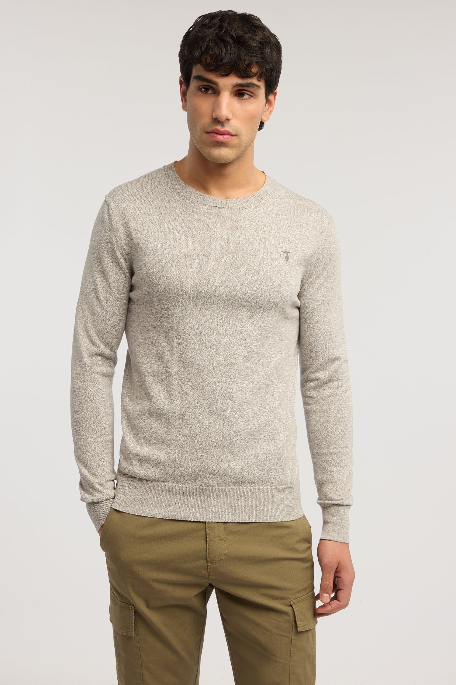 Maglia girocollo in cotone mouliné 1|593a6a858624c255b61f7d2ebaaaf1dafa7ccfc59a168dcd2a29116b9c07fd1e
