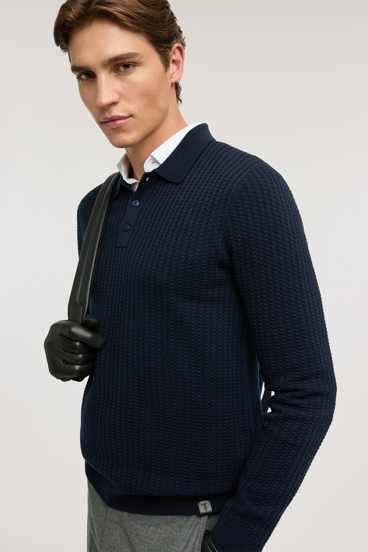 Polo in maglia regular fit a punto 3D in lana merino 4|3bd1bdf1077c7429b307363be35243e0911426ca631605c82ef7878f7b60d2f2